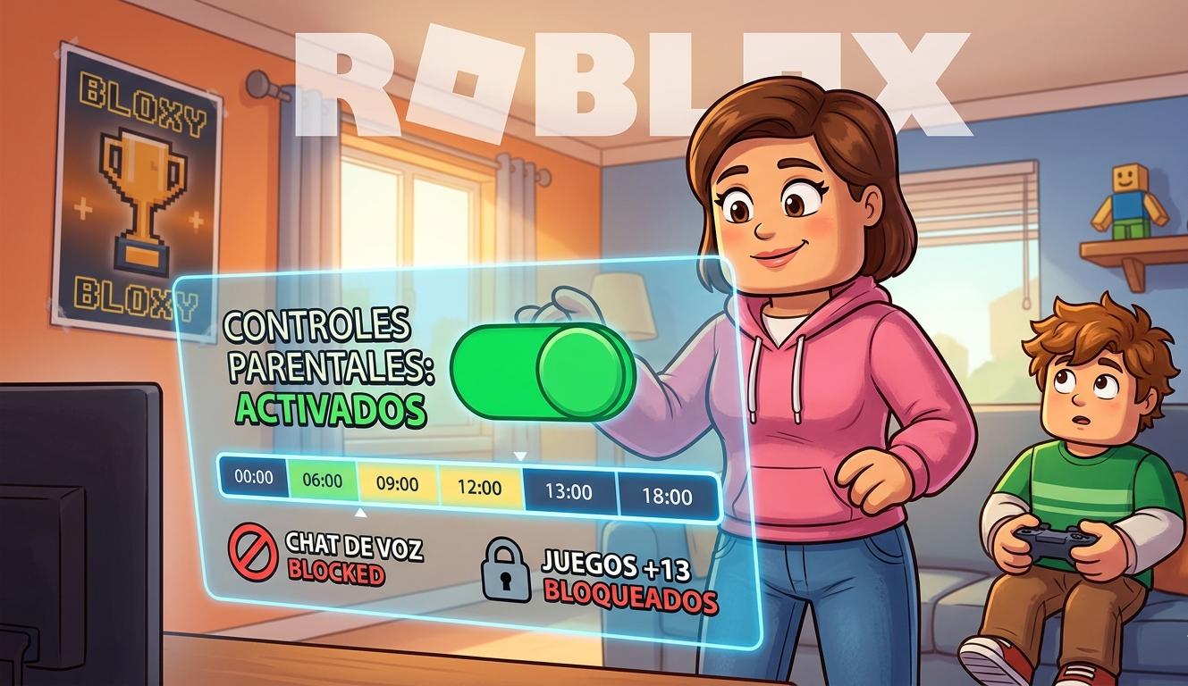 Panel de controles parentales de Roblox visto desde un dispositivo de escritorio en 2026