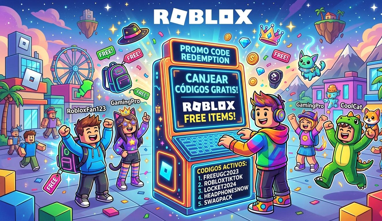 Pantalla de canje de códigos de Roblox con items gratuitos para el avatar en mayo 2026