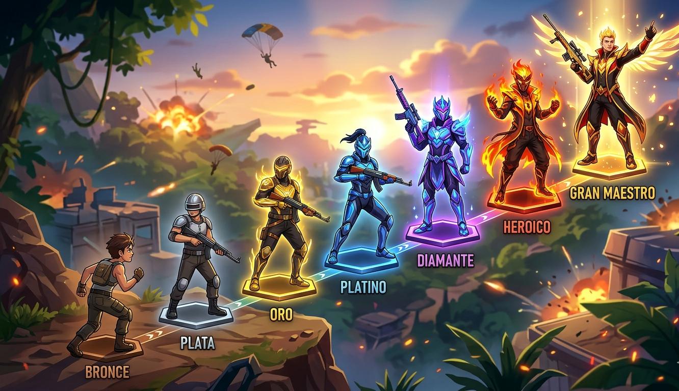 Pantalla del modo clasificatorio de Free Fire mostrando el rango Heroico en 2026