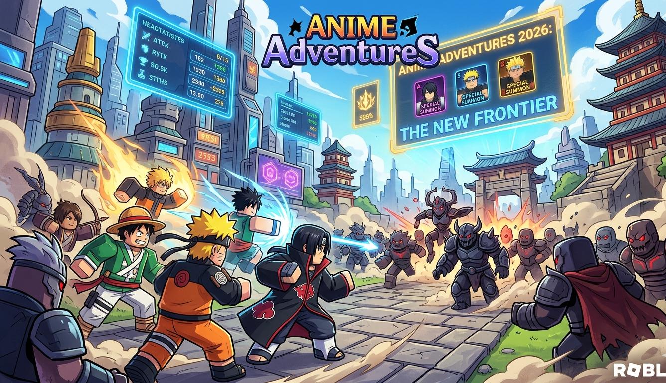 Pantalla de Anime Adventures en Roblox mostrando unidades de anime en el modo Infinito 2026